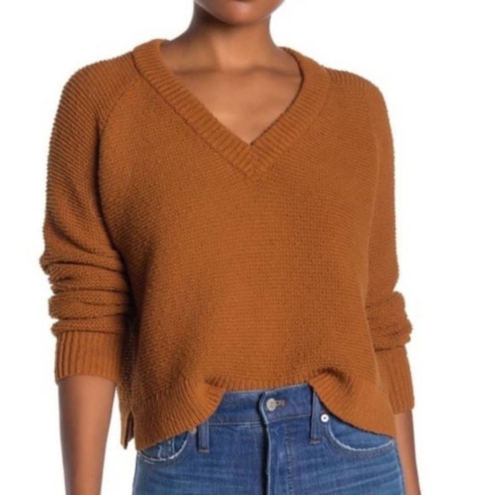 NWOT Madewell Arden Orange/Rust Sweater V-Neck